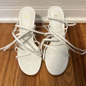 Zara white strappy heels, size 6.5/37, worn once